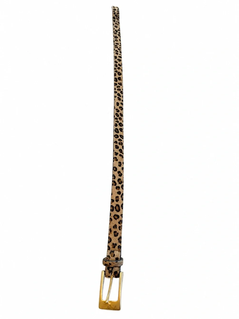 Leopard Print Haircalf Belt with Gold Buckle genuine leather size M
